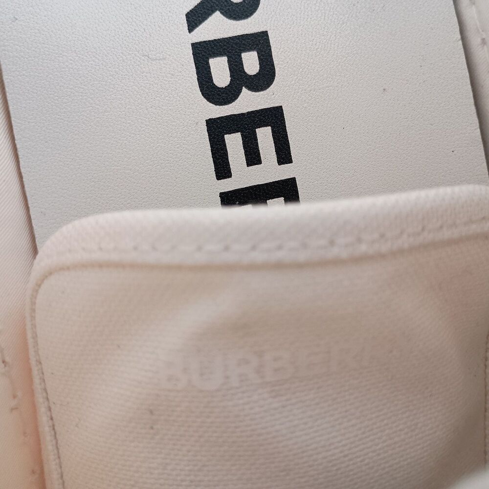 Burberry Jack Sneakers Shoes Mens 45.5/US 11.5 White Cotton Low Top Lace Up Logo - Picture 11 of 16